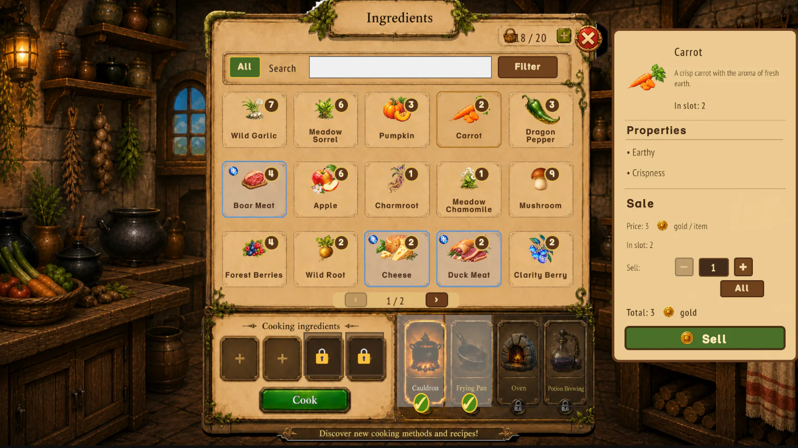 Magical ingredients in SpellSimmer